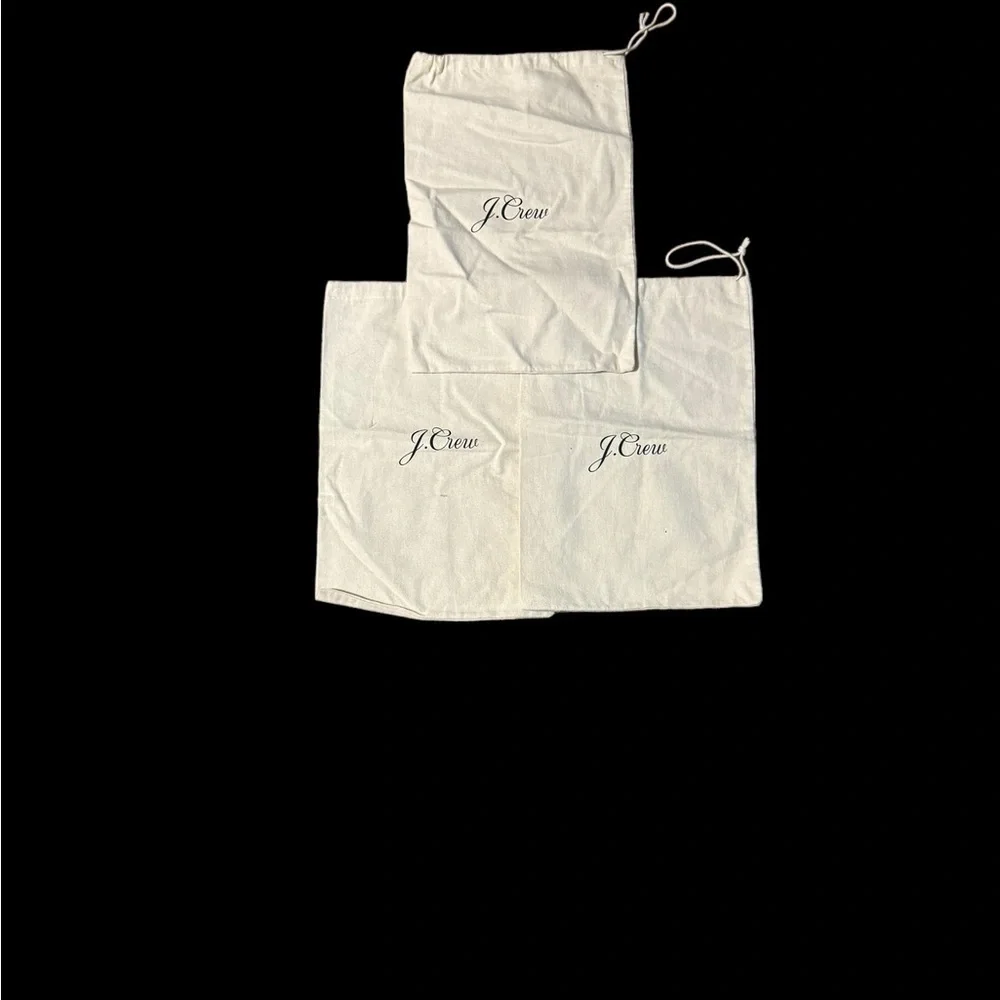 J.CREW LOT Of 3 Ivory Large Draw String Dust Bags 14 x 10 Shoes Travel